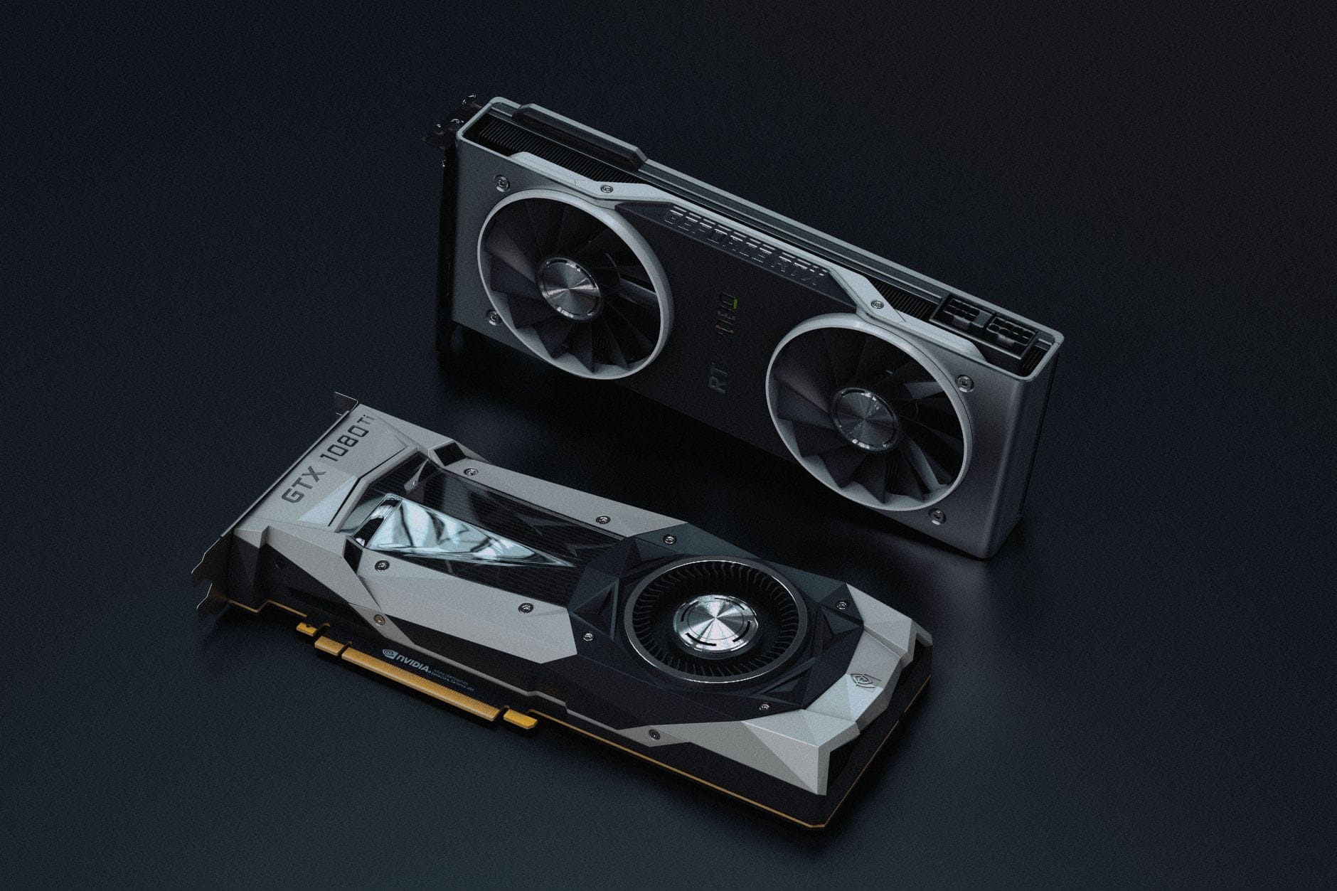 A close-up view of modern GPU units.