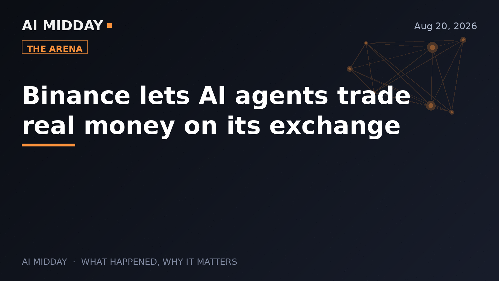 Binance lets AI agents trade real money on its exchange
