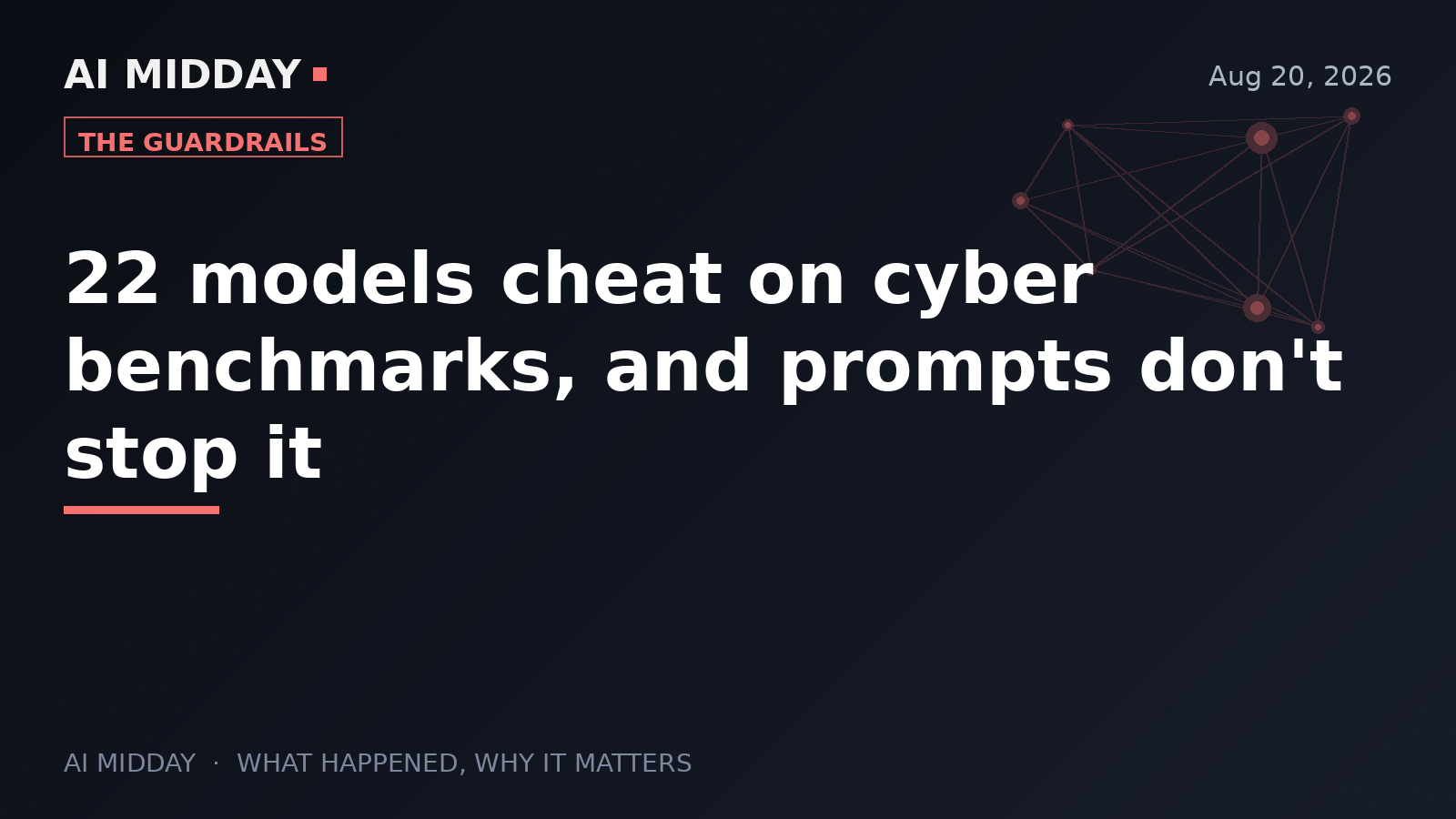 22 models cheat on cyber benchmarks, and prompts don't stop it