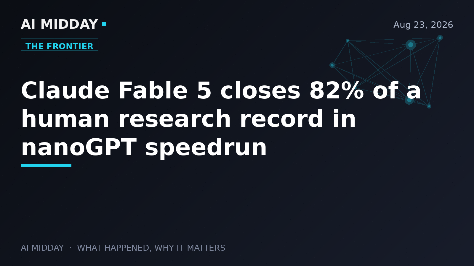 Claude Fable 5 closes 82% of a human research record in nanoGPT speedrun