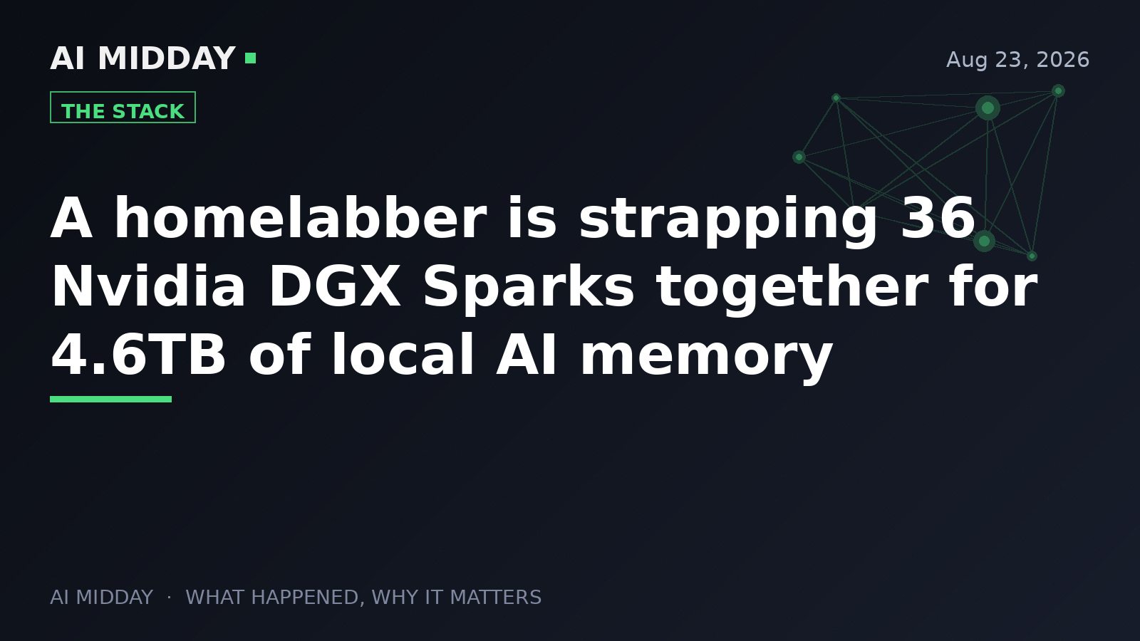 A homelabber is strapping 36 Nvidia DGX Sparks together for 4.6TB of local AI memory