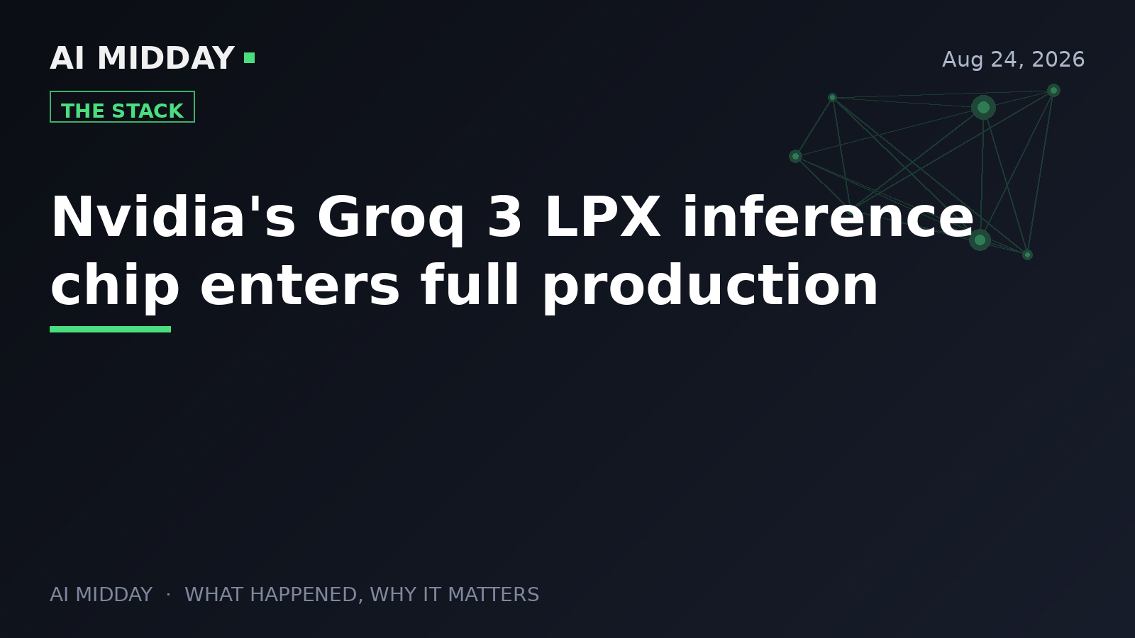 Nvidia's Groq 3 LPX inference chip enters full production