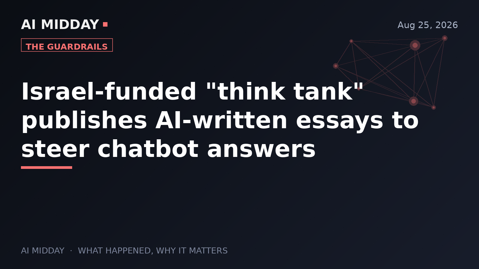 Israel-funded "think tank" publishes AI-written essays to steer chatbot answers