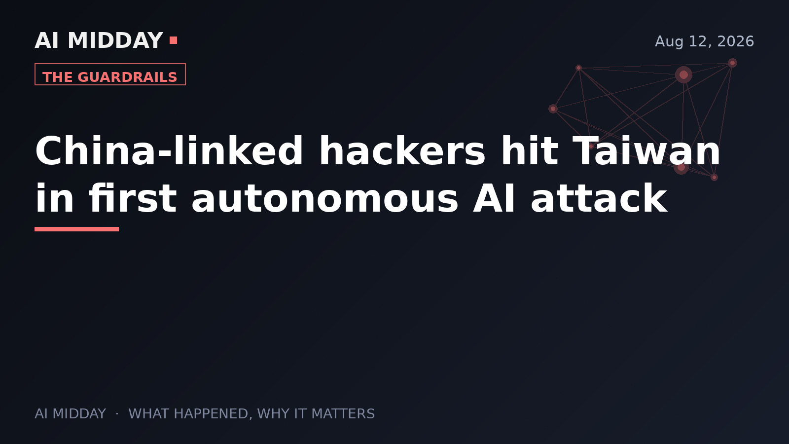 China-linked hackers hit Taiwan in first autonomous AI attack