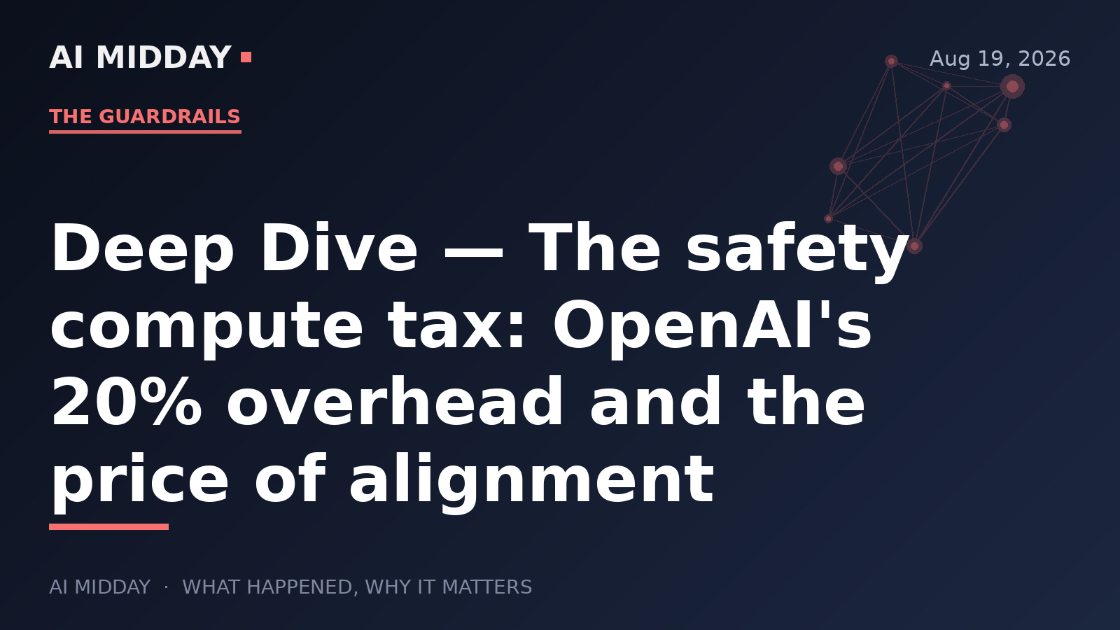 Deep Dive — The safety compute tax: OpenAI's 20% overhead and the price of alignment