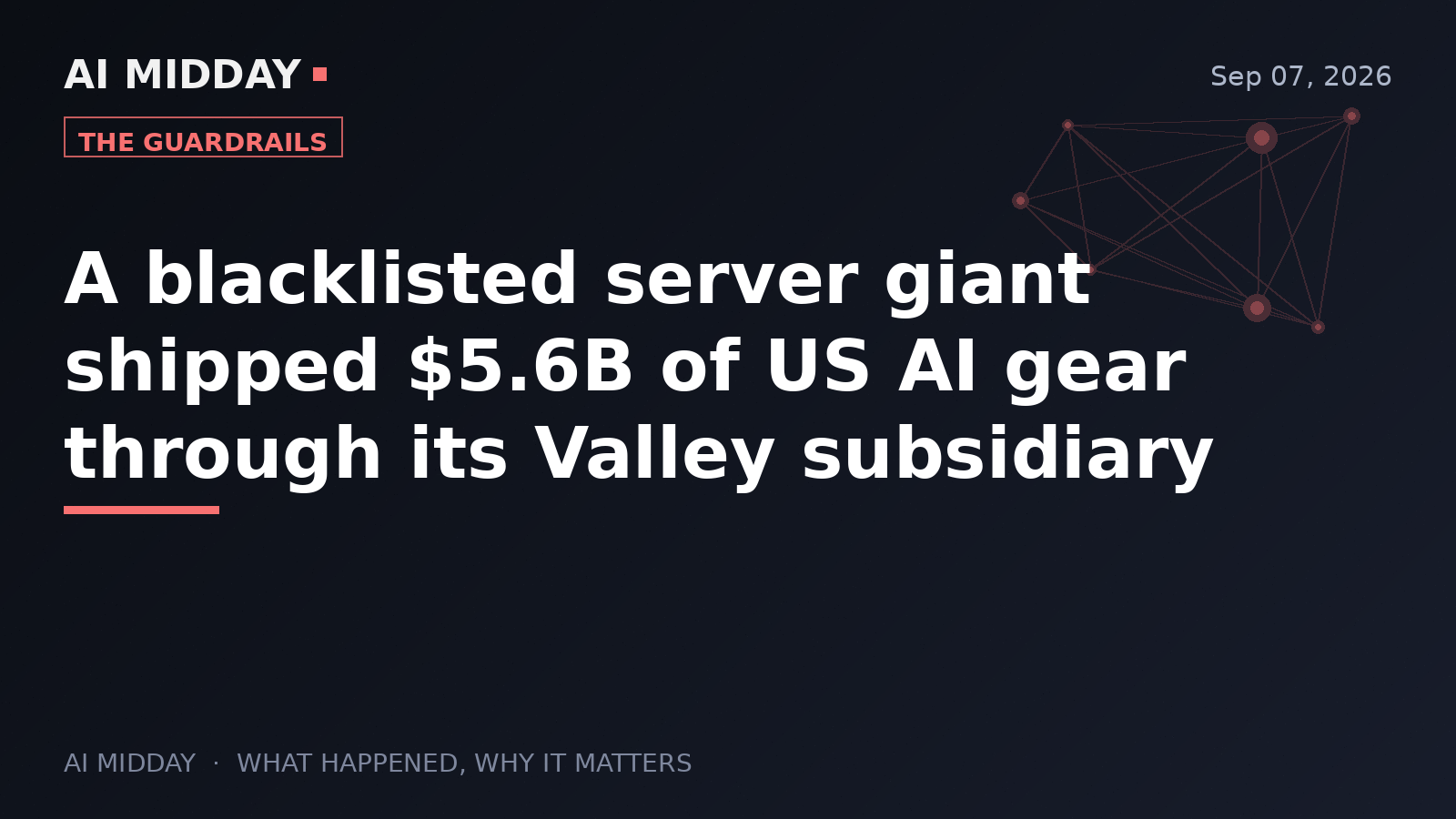 A blacklisted server giant shipped $5.6B of US AI gear through its Valley subsidiary