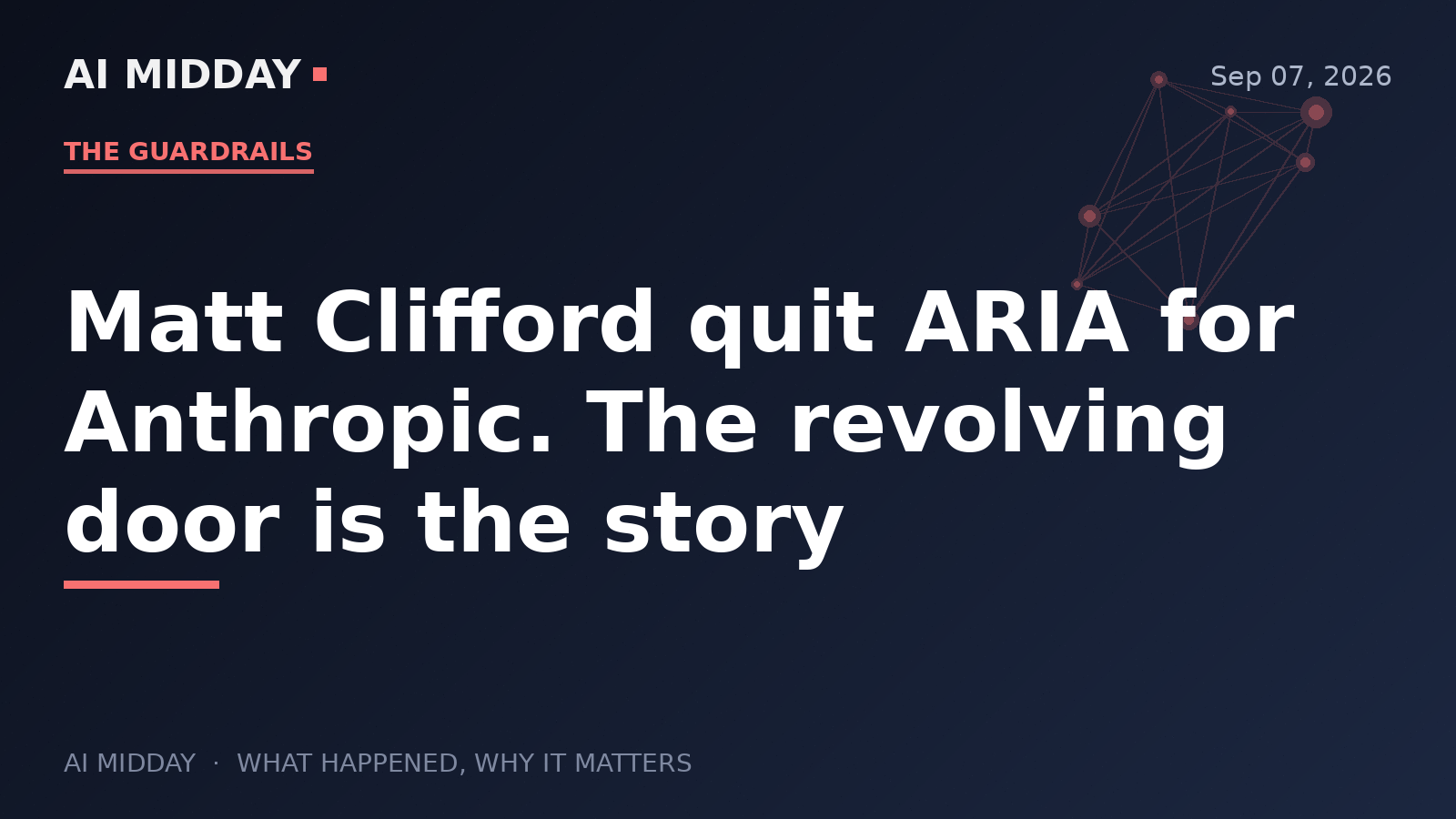 Matt Clifford quit ARIA for Anthropic. The revolving door is the story