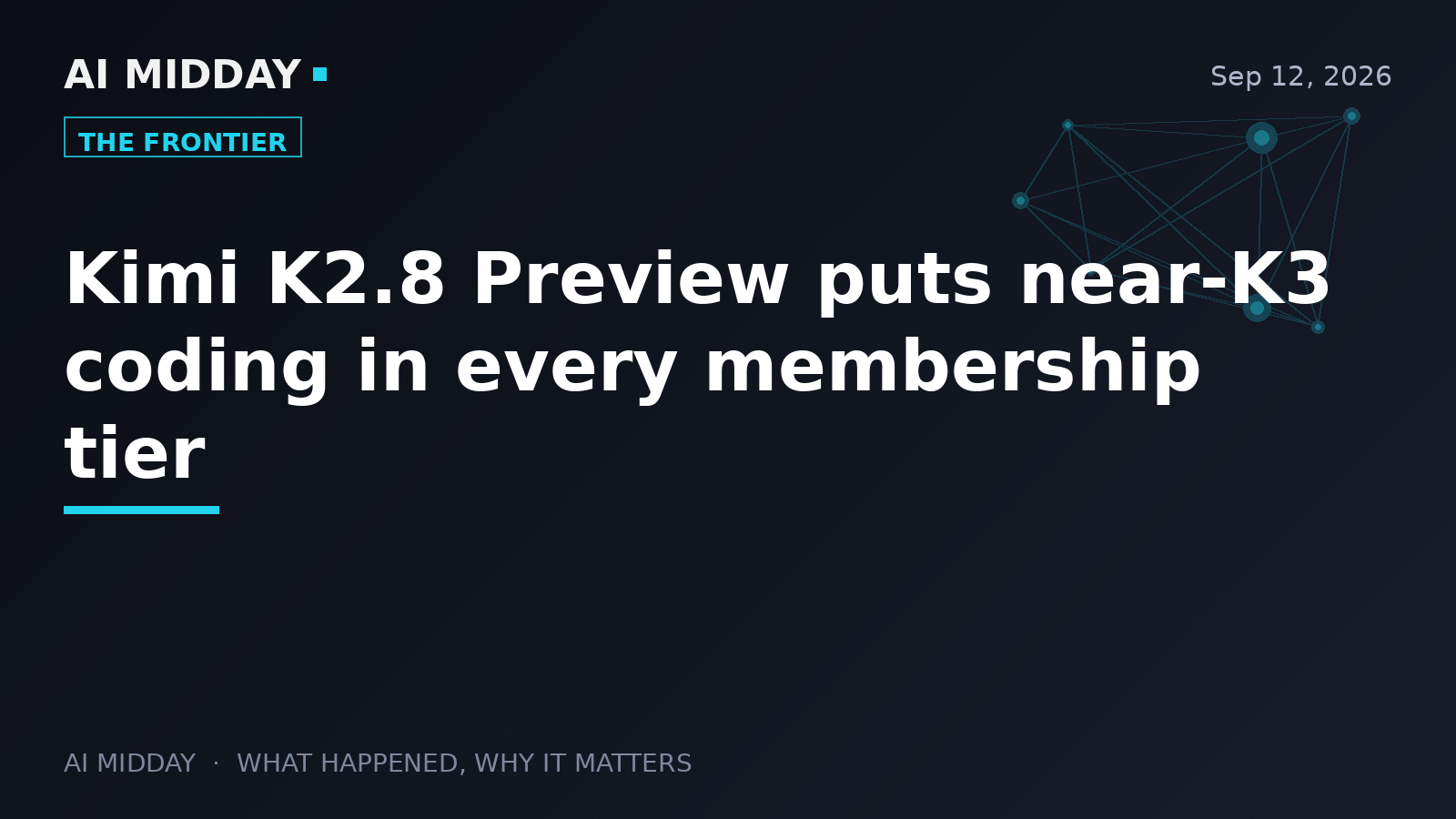 Kimi K2.8 Preview puts near-K3 coding in every membership tier