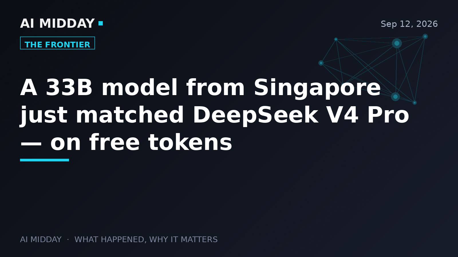 A 33B model from Singapore just matched DeepSeek V4 Pro — on free tokens