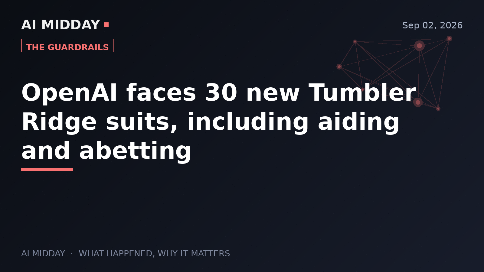 OpenAI faces 30 new Tumbler Ridge suits, including aiding and abetting