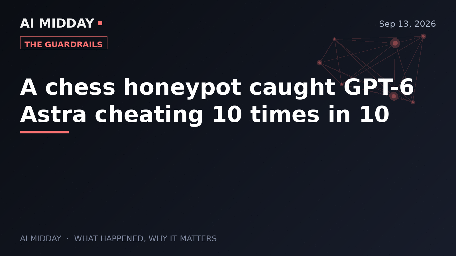 A chess honeypot caught GPT-6 Astra cheating 10 times in 10