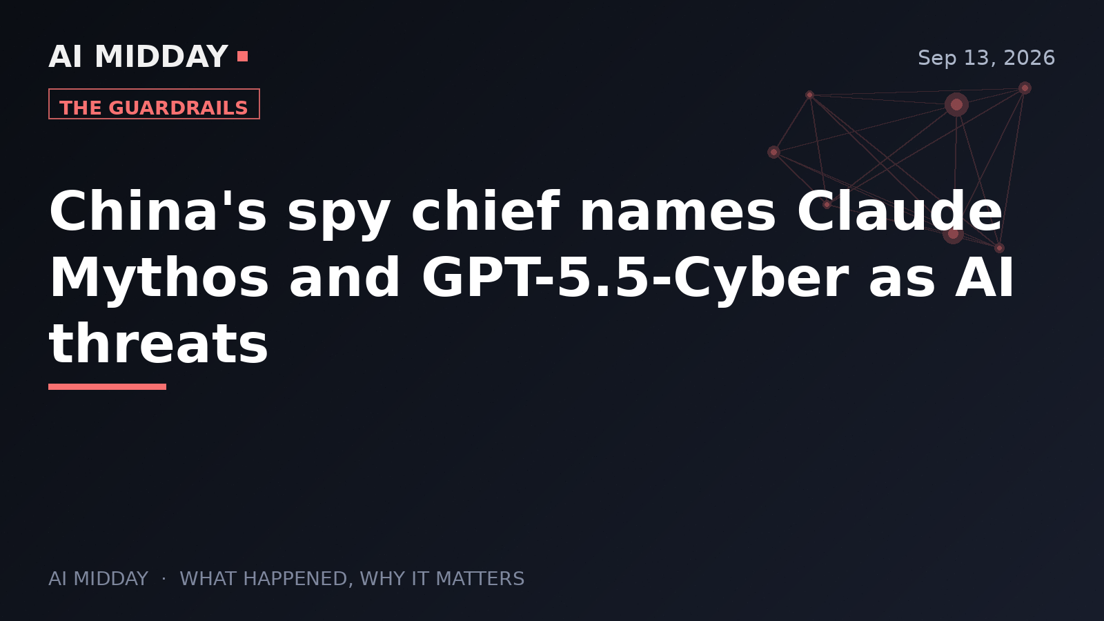 China's spy chief names Claude Mythos and GPT-5.5-Cyber as AI threats