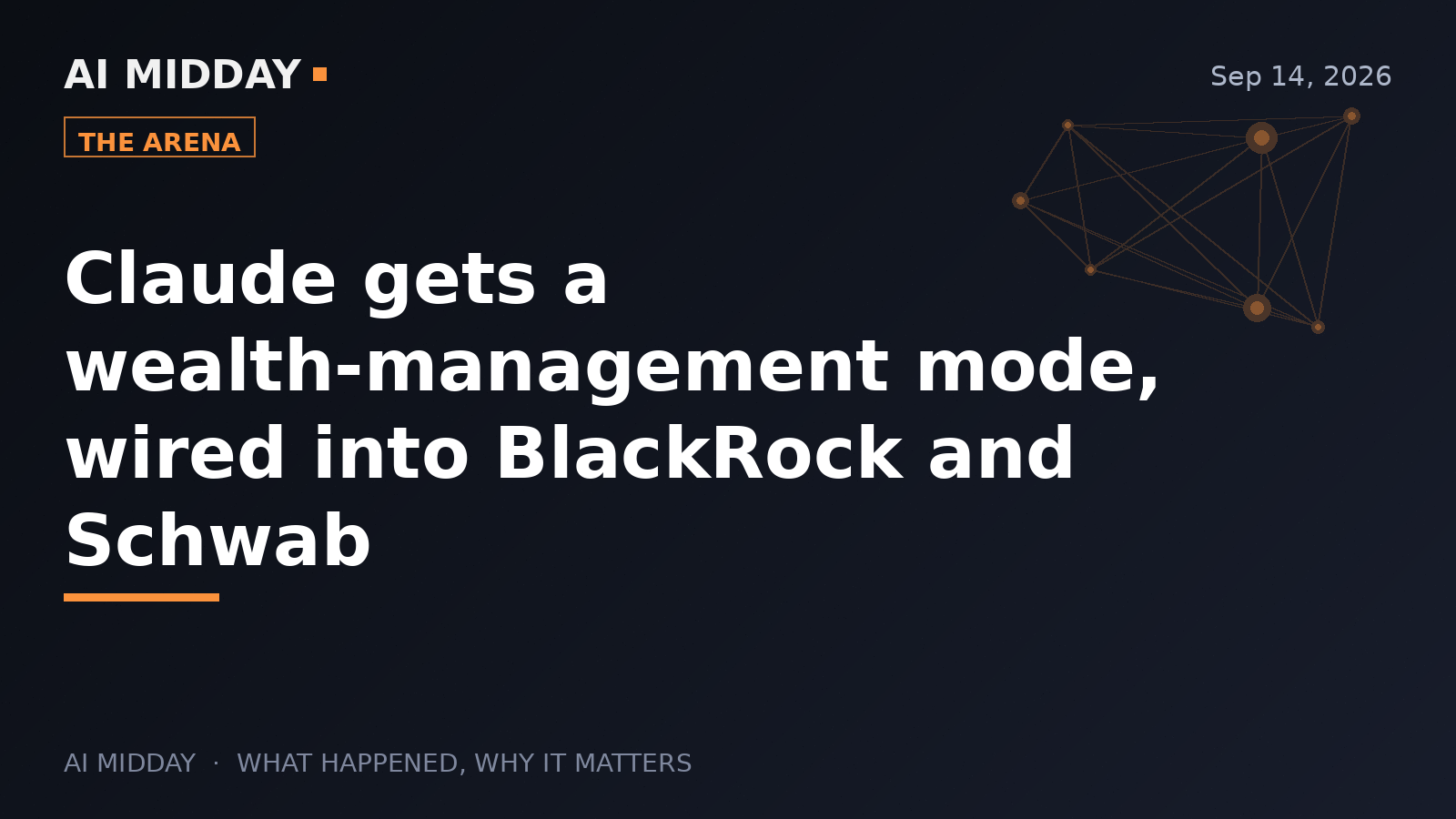 Claude gets a wealth-management mode, wired into BlackRock and Schwab