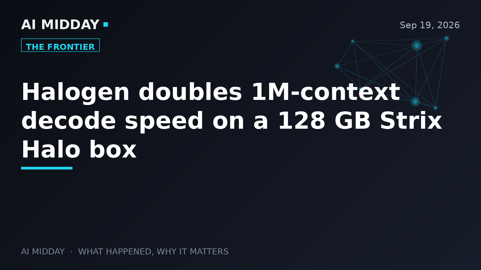 Halogen doubles 1M-context decode speed on a 128 GB Strix Halo box