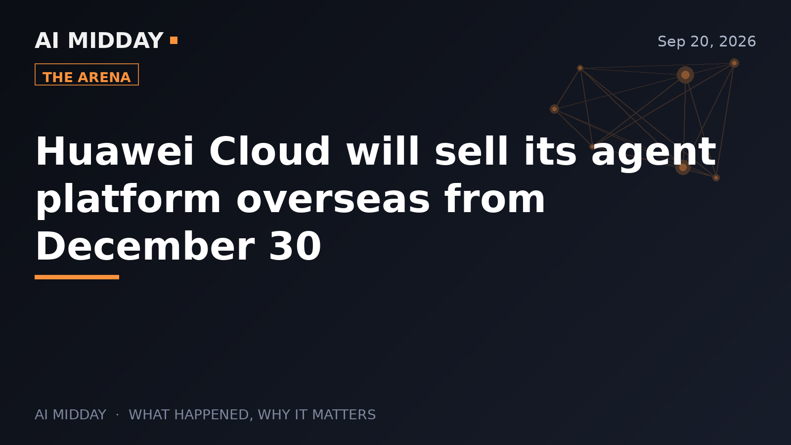 Huawei Cloud will sell its agent platform overseas from December 30