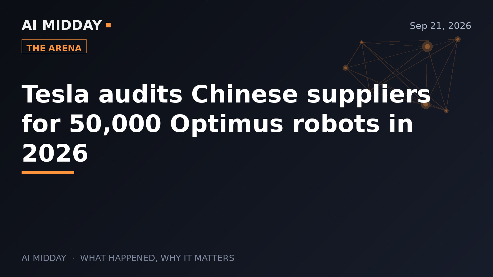 Tesla audits Chinese suppliers for 50,000 Optimus robots in 2026