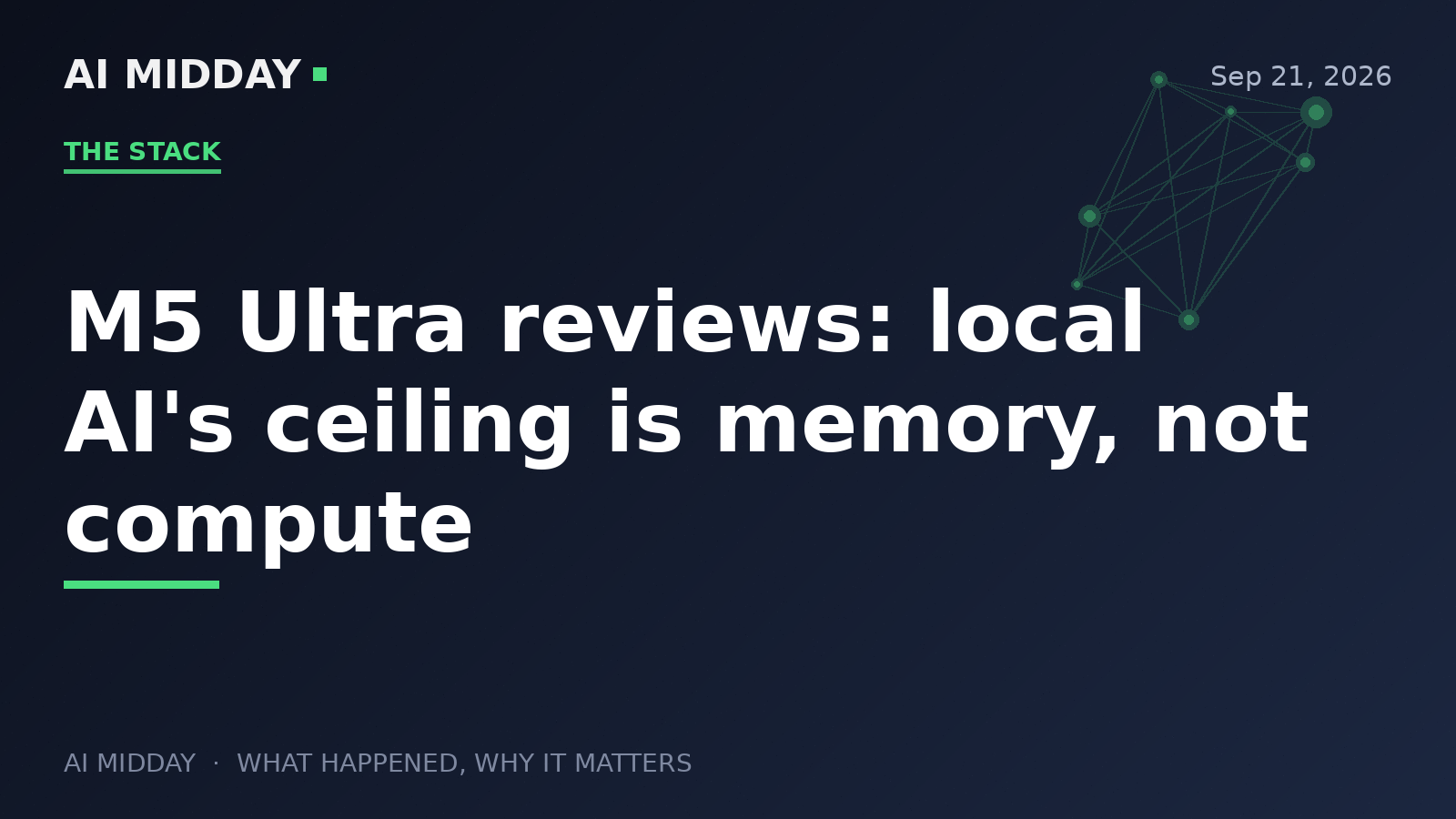 M5 Ultra reviews: local AI's ceiling is memory, not compute