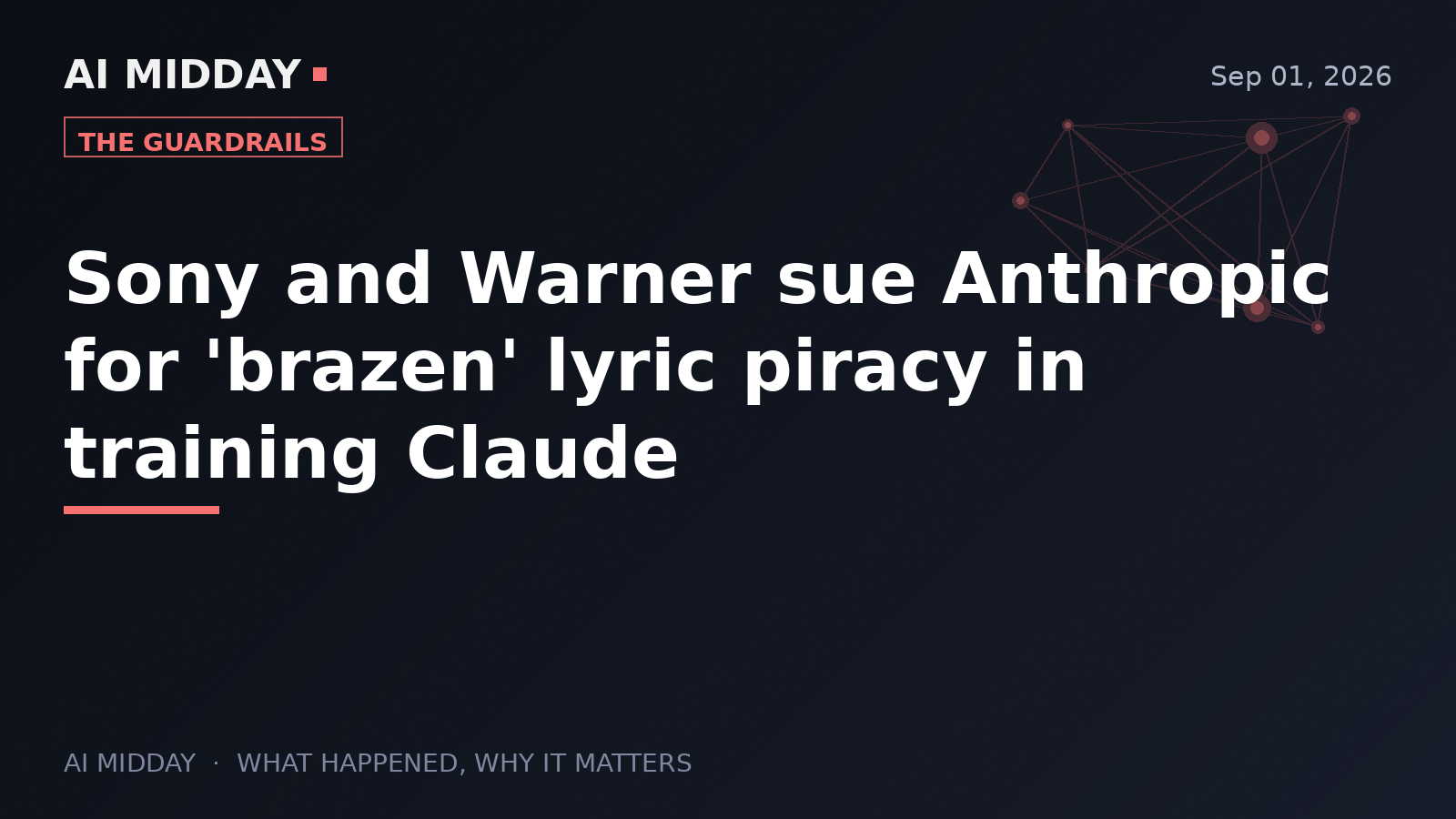 Sony and Warner sue Anthropic for 'brazen' lyric piracy in training Claude