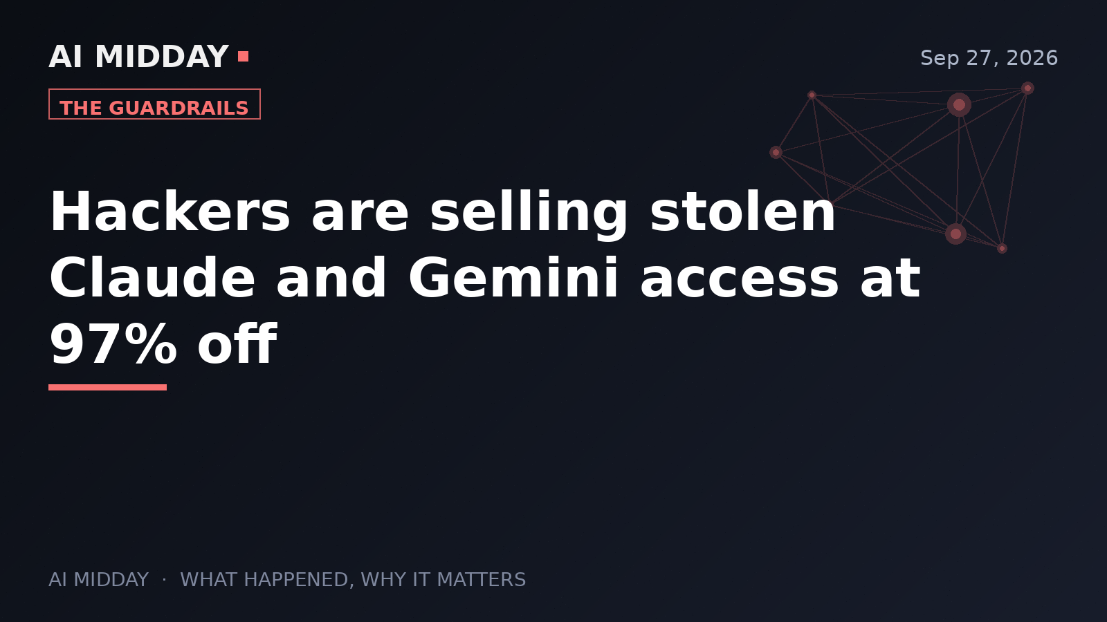 Hackers are selling stolen Claude and Gemini access at 97% off