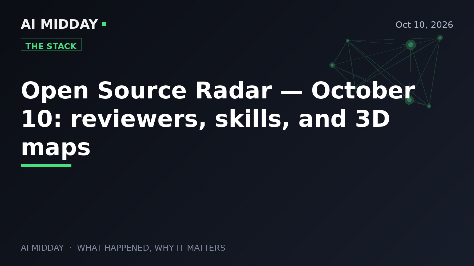 Open Source Radar — October 10: reviewers, skills, and 3D maps