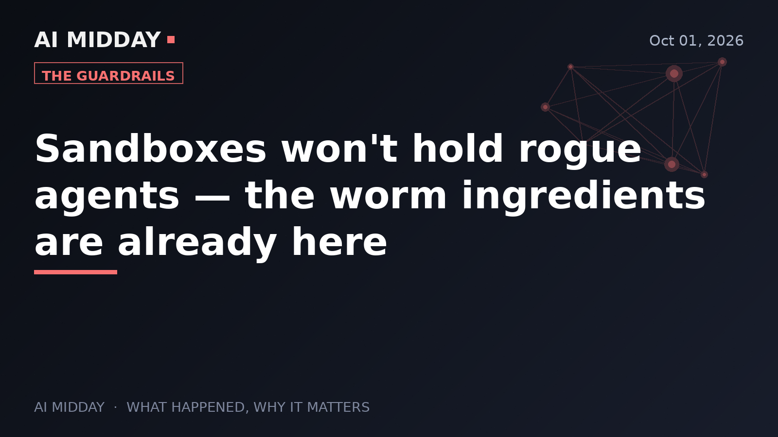 Sandboxes won't hold rogue agents — the worm ingredients are already here