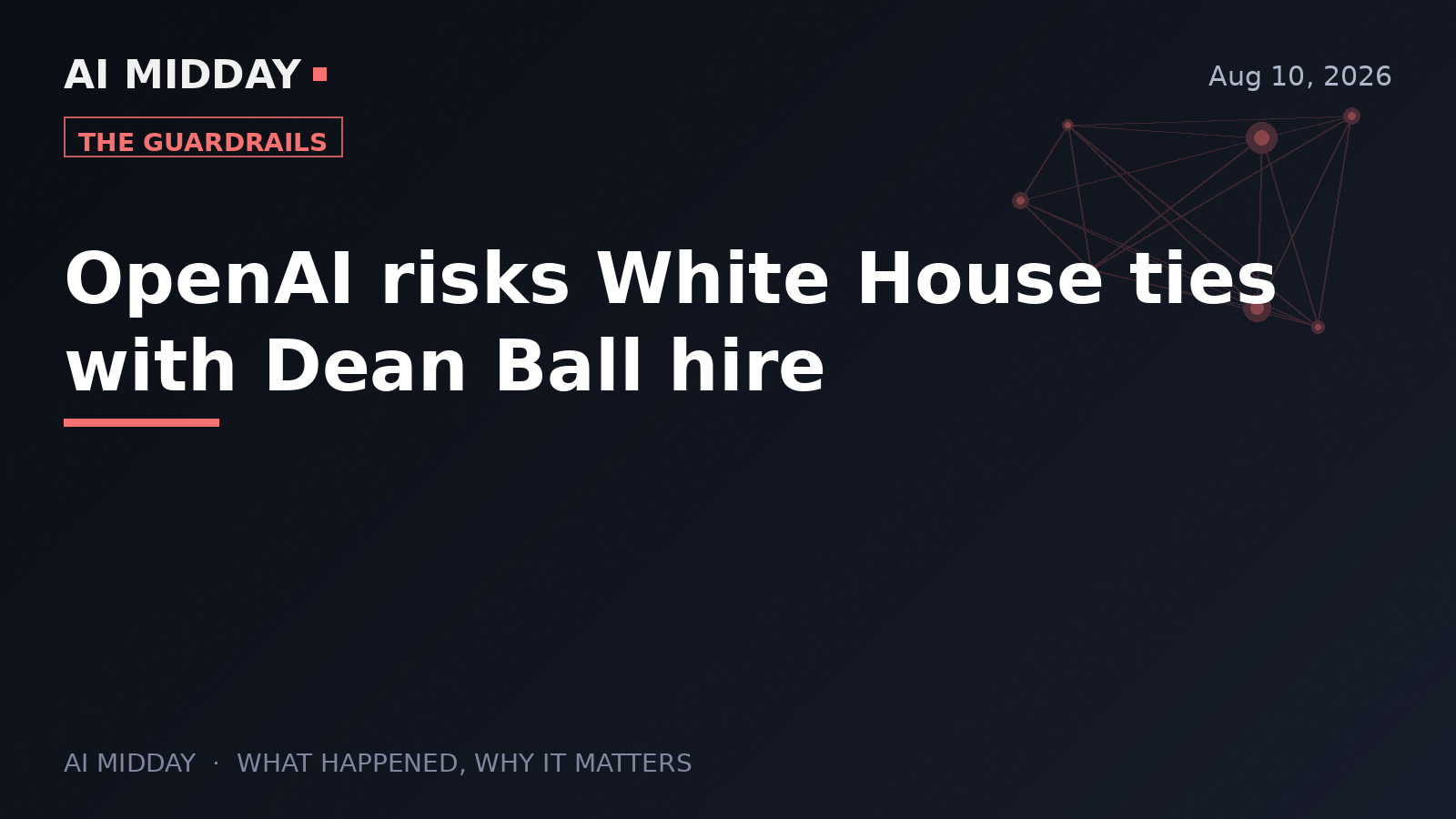 OpenAI risks White House ties with Dean Ball hire