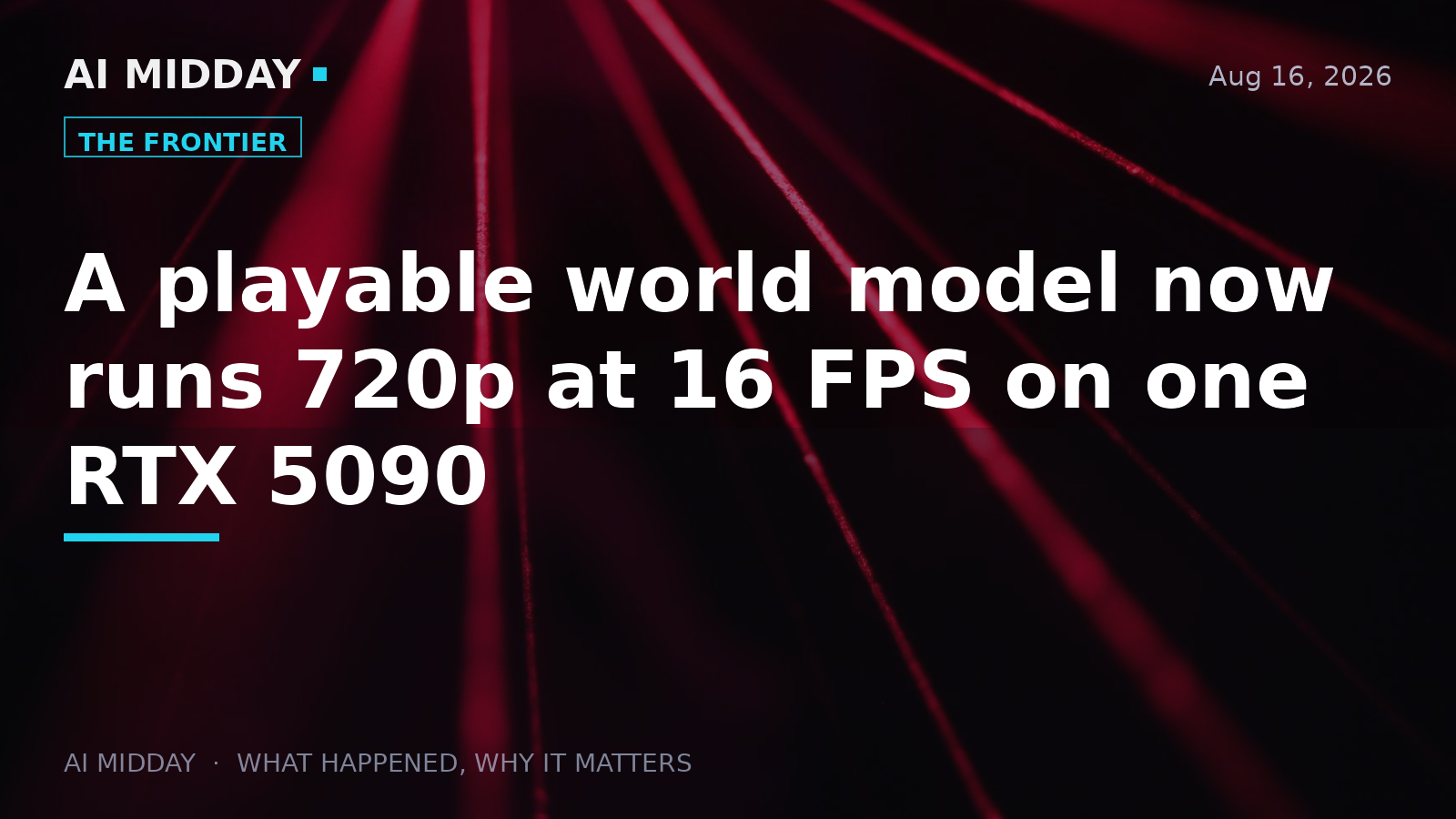 A playable world model now runs 720p at 16 FPS on one RTX 5090