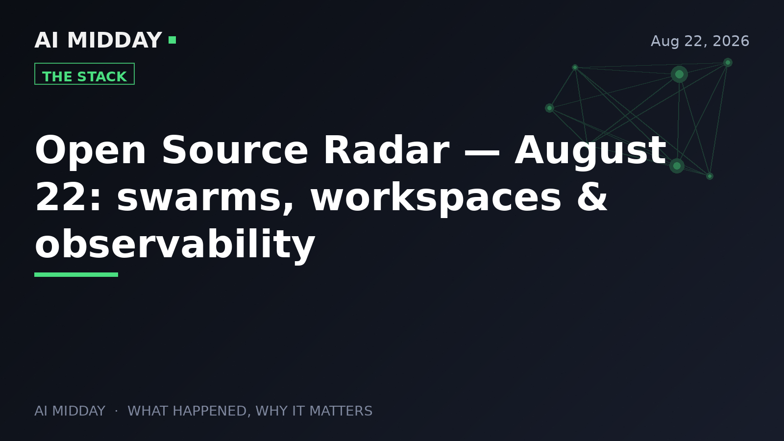 Open Source Radar — August 22: swarms, workspaces & observability