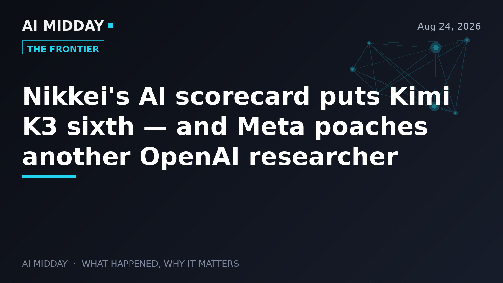 Nikkei's AI scorecard puts Kimi K3 sixth — and Meta poaches another OpenAI researcher