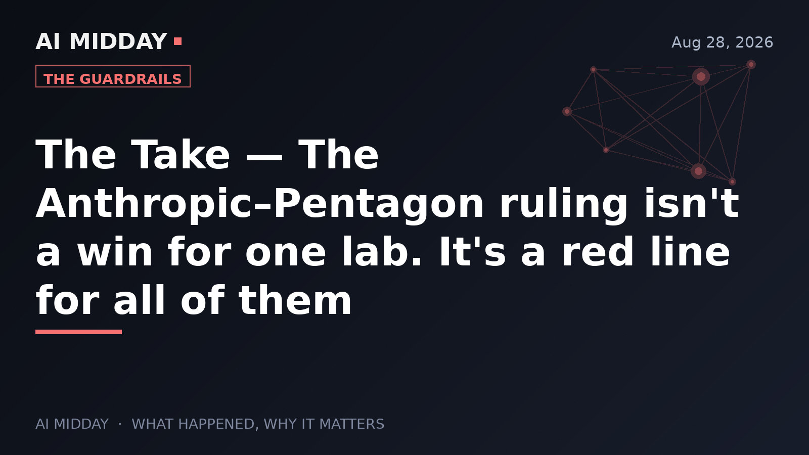 The Take — The Anthropic–Pentagon ruling isn't a win for one lab. It's a red line for all of them