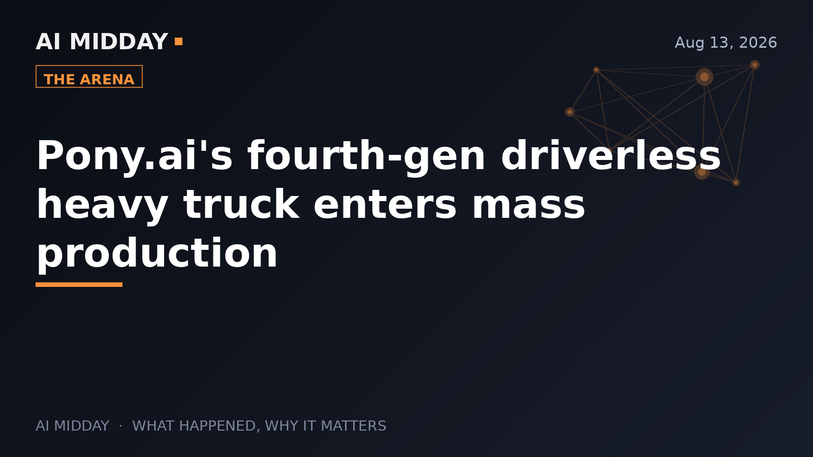 Pony.ai's fourth-gen driverless heavy truck enters mass production
