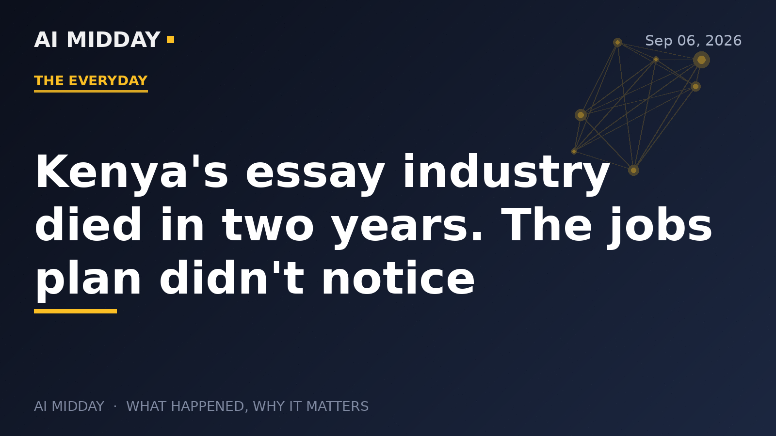 Kenya's essay industry died in two years. The jobs plan didn't notice