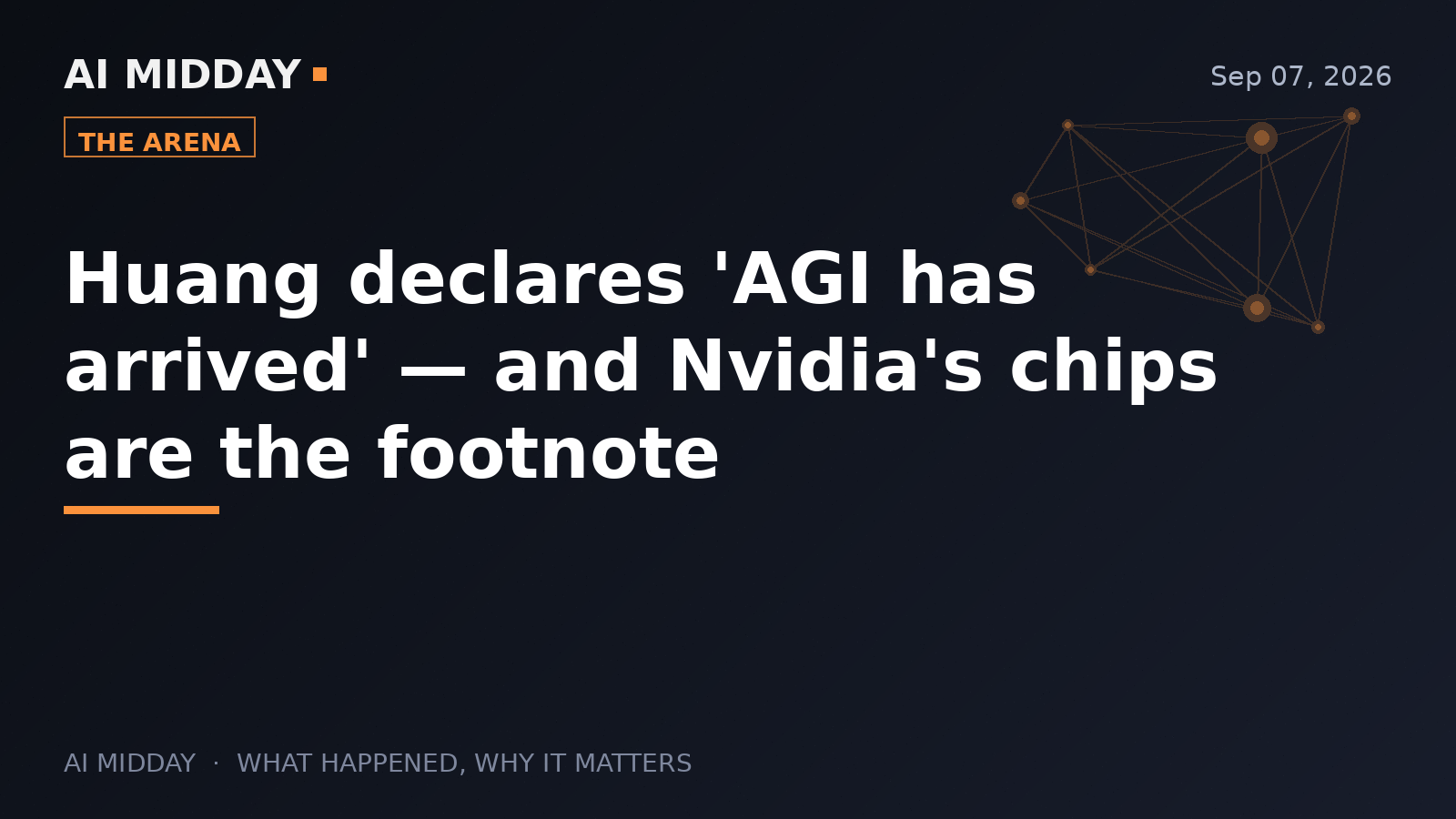 Huang declares 'AGI has arrived' — and Nvidia's chips are the footnote