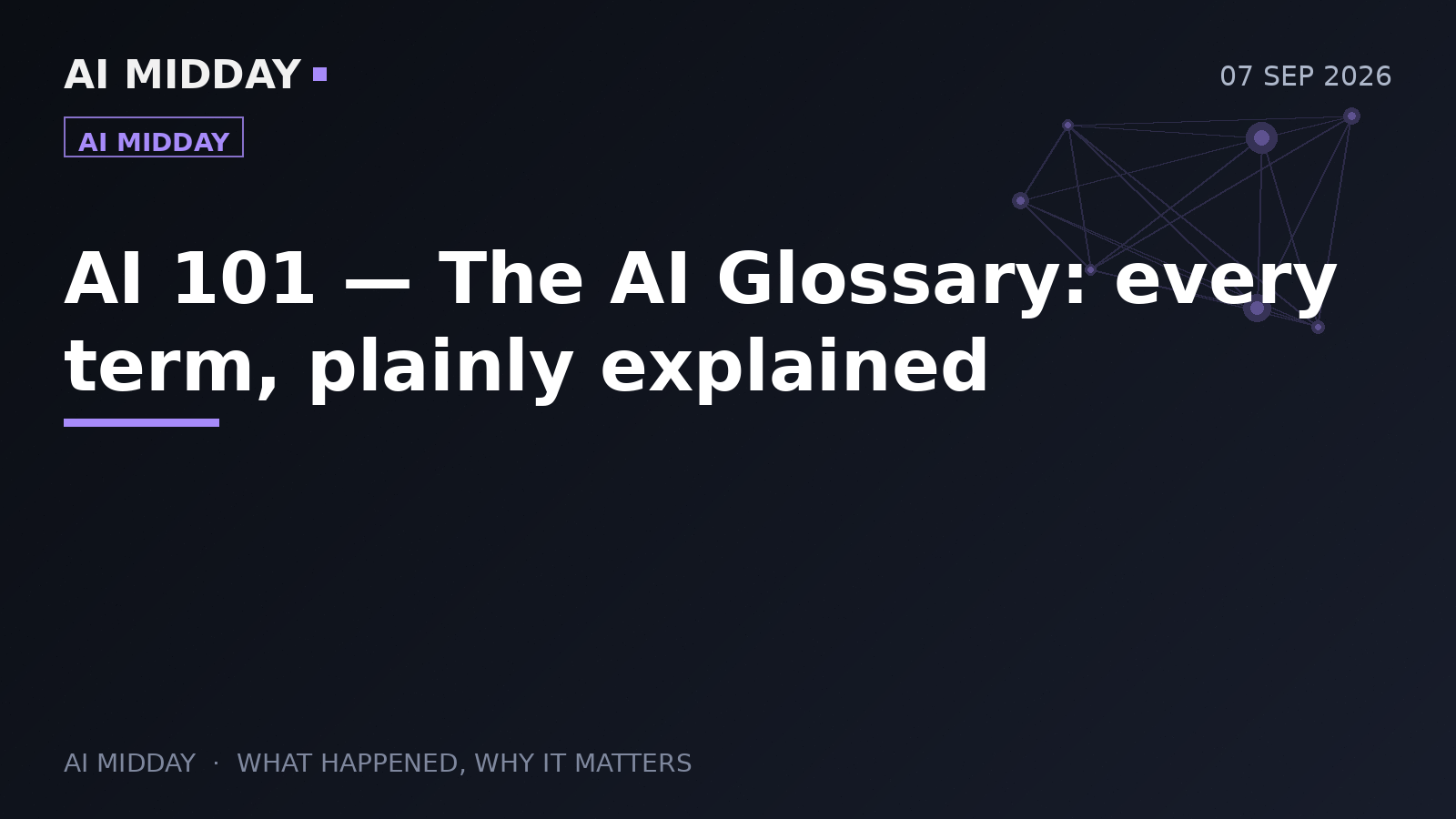 AI 101 — The AI Glossary: every AI term, plainly explained