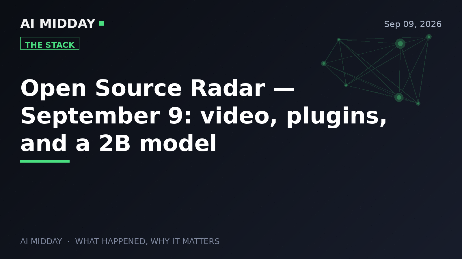Open Source Radar — September 9: video, plugins, and a 2B model