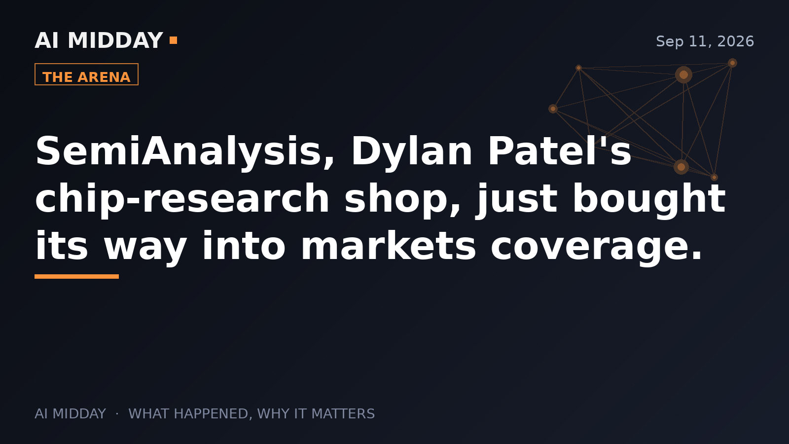 SemiAnalysis, Dylan Patel's chip-research shop, just bought its way into markets coverage.