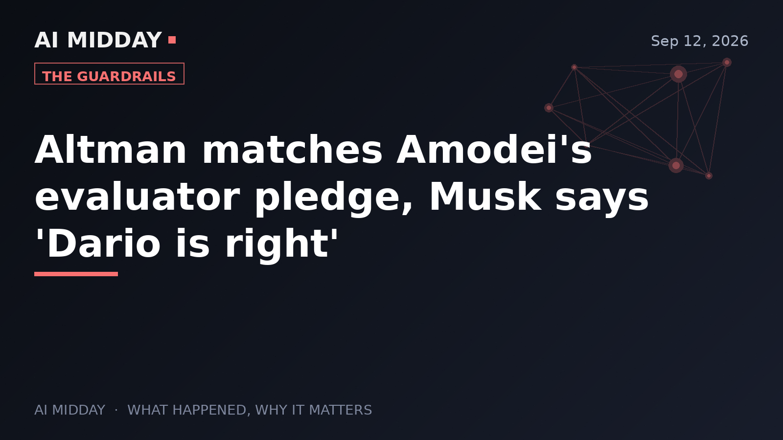Altman matches Amodei's evaluator pledge, Musk says 'Dario is right'
