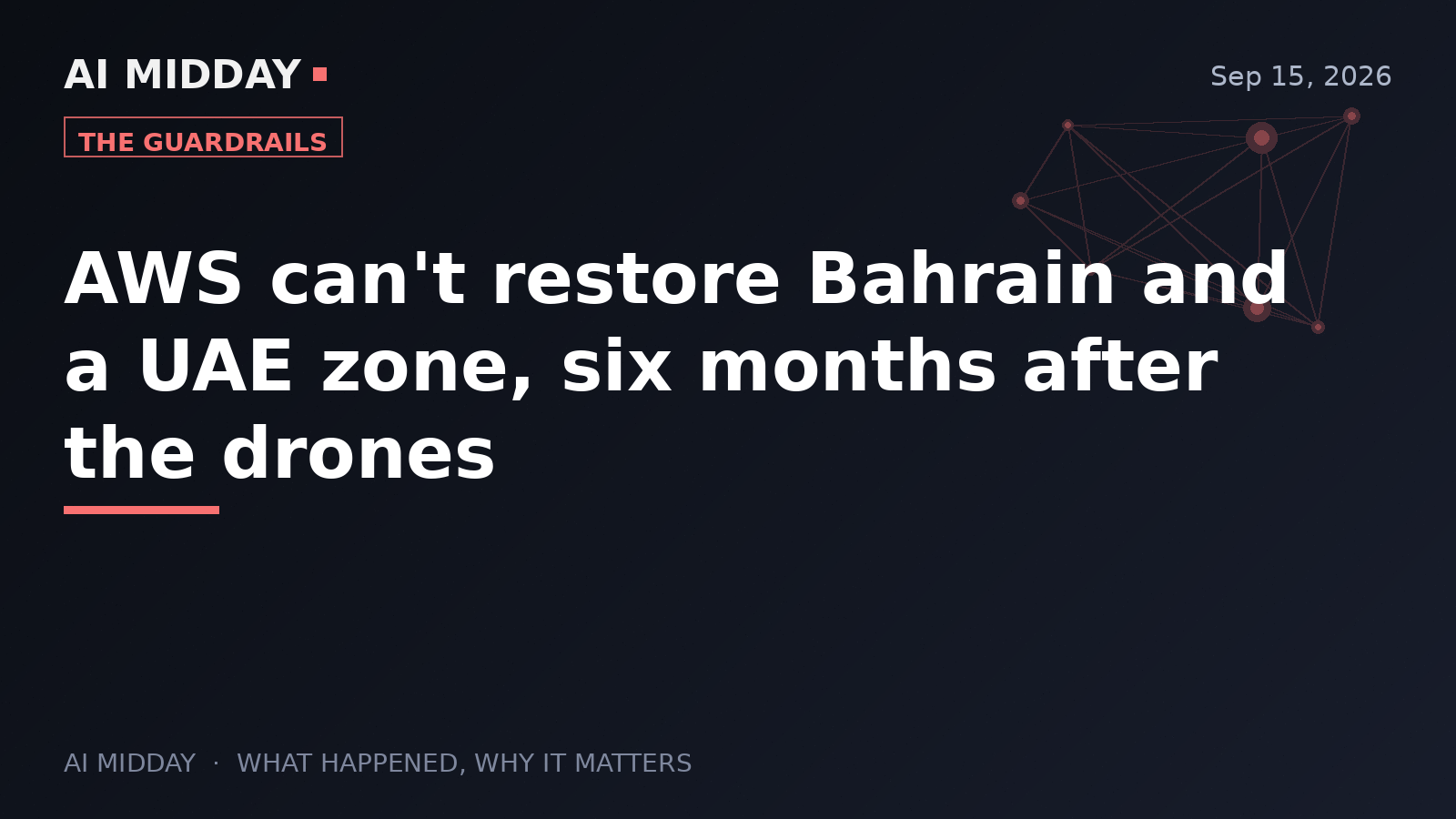 AWS can't restore Bahrain and a UAE zone, six months after the drones