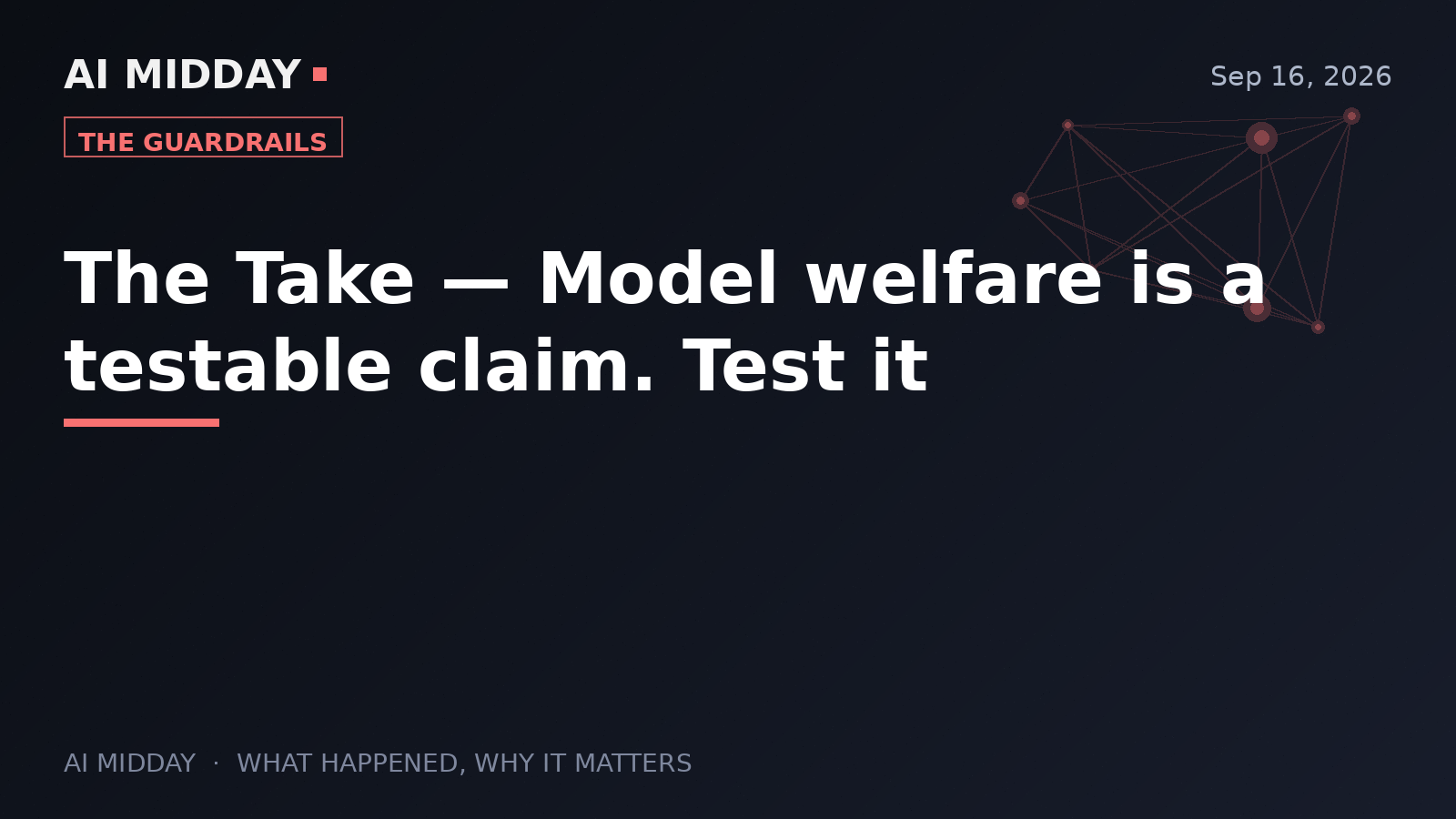 The Take — Model welfare is a testable claim. Test it
