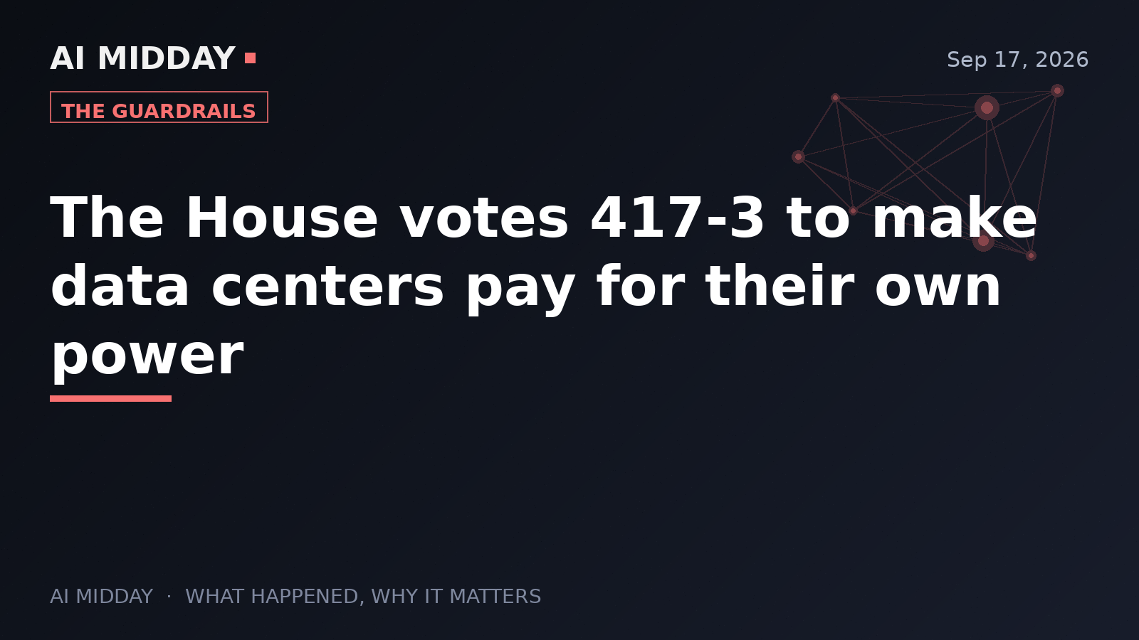 The House votes 417-3 to make data centers pay for their own power