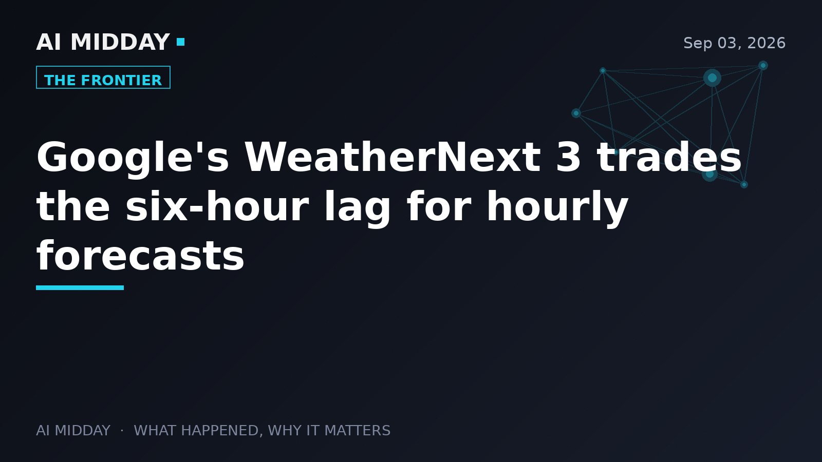 Google's WeatherNext 3 trades the six-hour lag for hourly forecasts