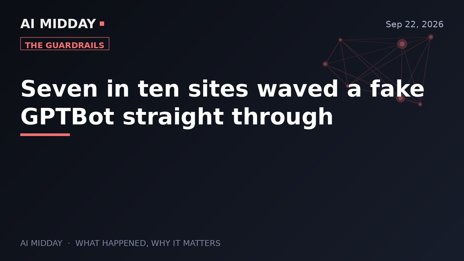 Seven in ten sites waved a fake GPTBot straight through