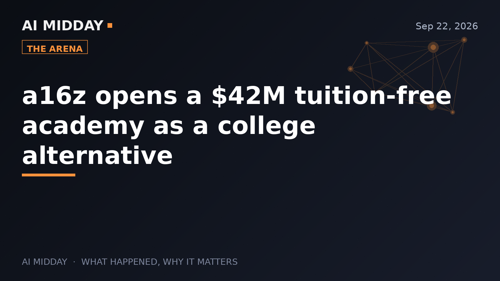 a16z opens a $42M tuition-free academy as a college alternative