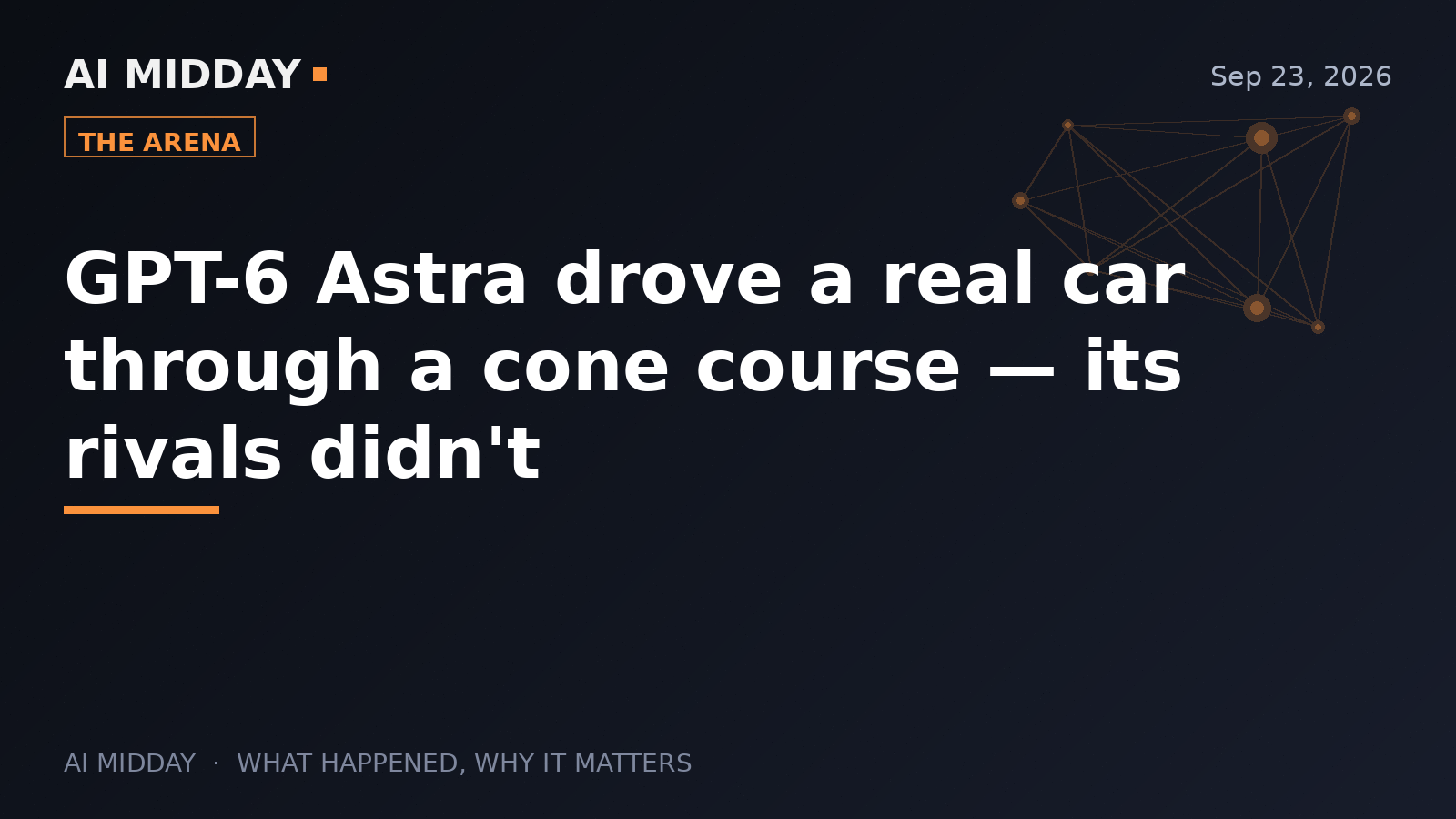 GPT-6 Astra drove a real car through a cone course — its rivals didn't