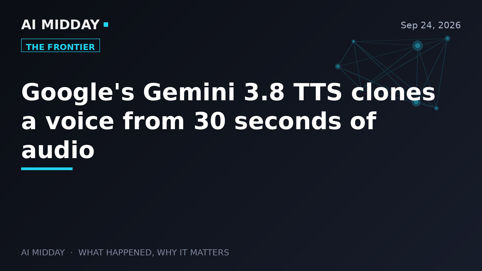Google's Gemini 3.8 TTS clones a voice from 30 seconds of audio
