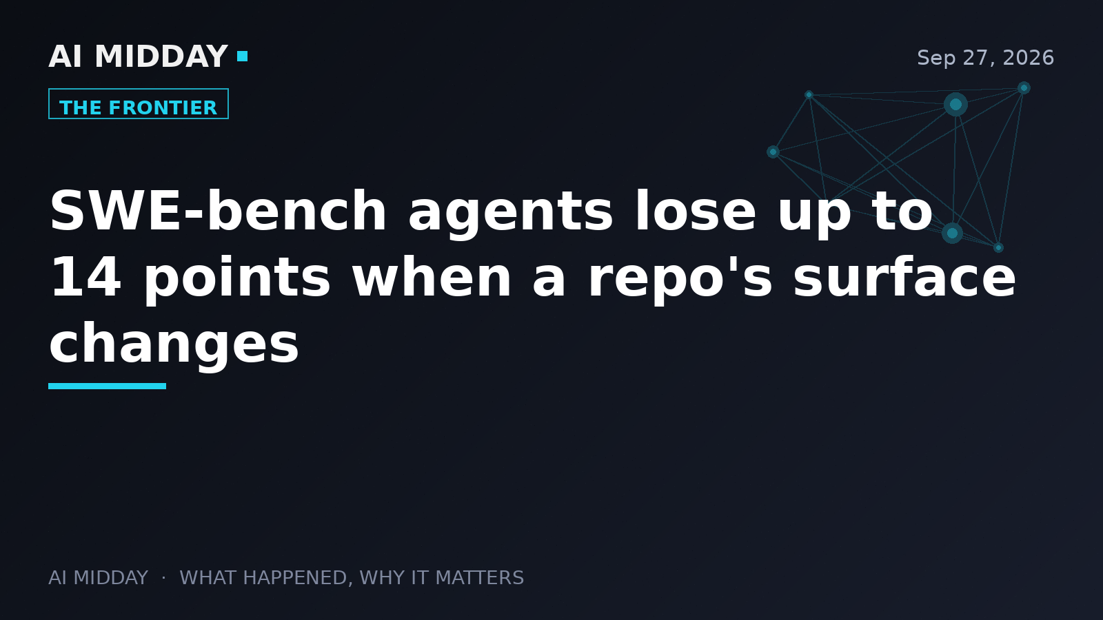 SWE-bench agents lose up to 14 points when a repo's surface changes