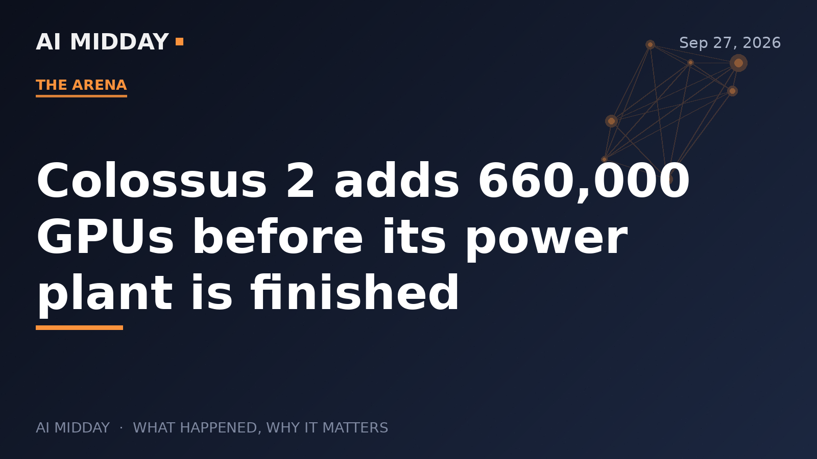 Colossus 2 adds 660,000 GPUs before its power plant is finished