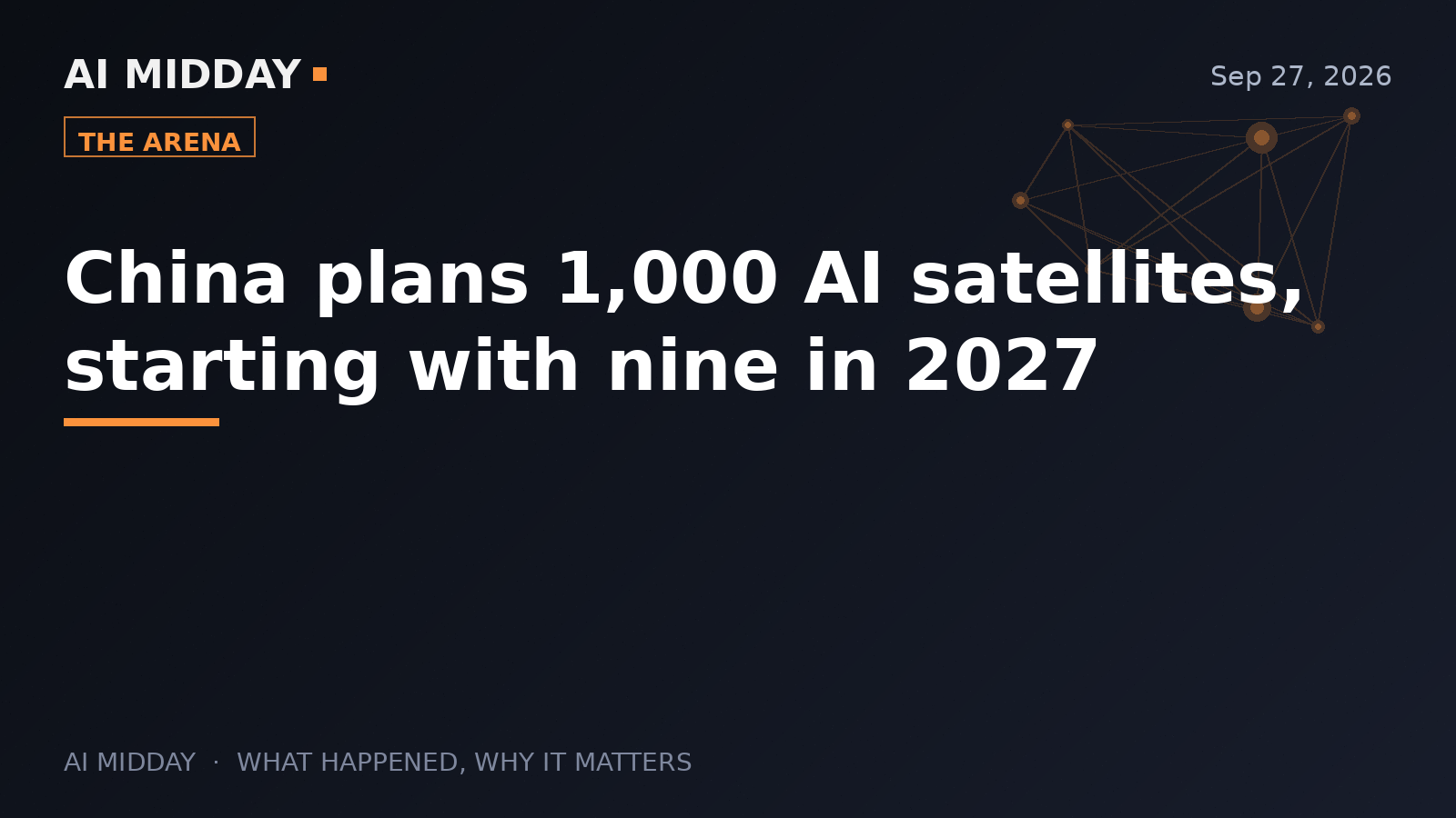 China plans 1,000 AI satellites, starting with nine in 2027