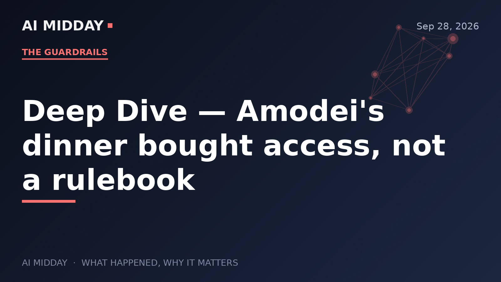 Deep Dive — Amodei's dinner bought access, not a rulebook