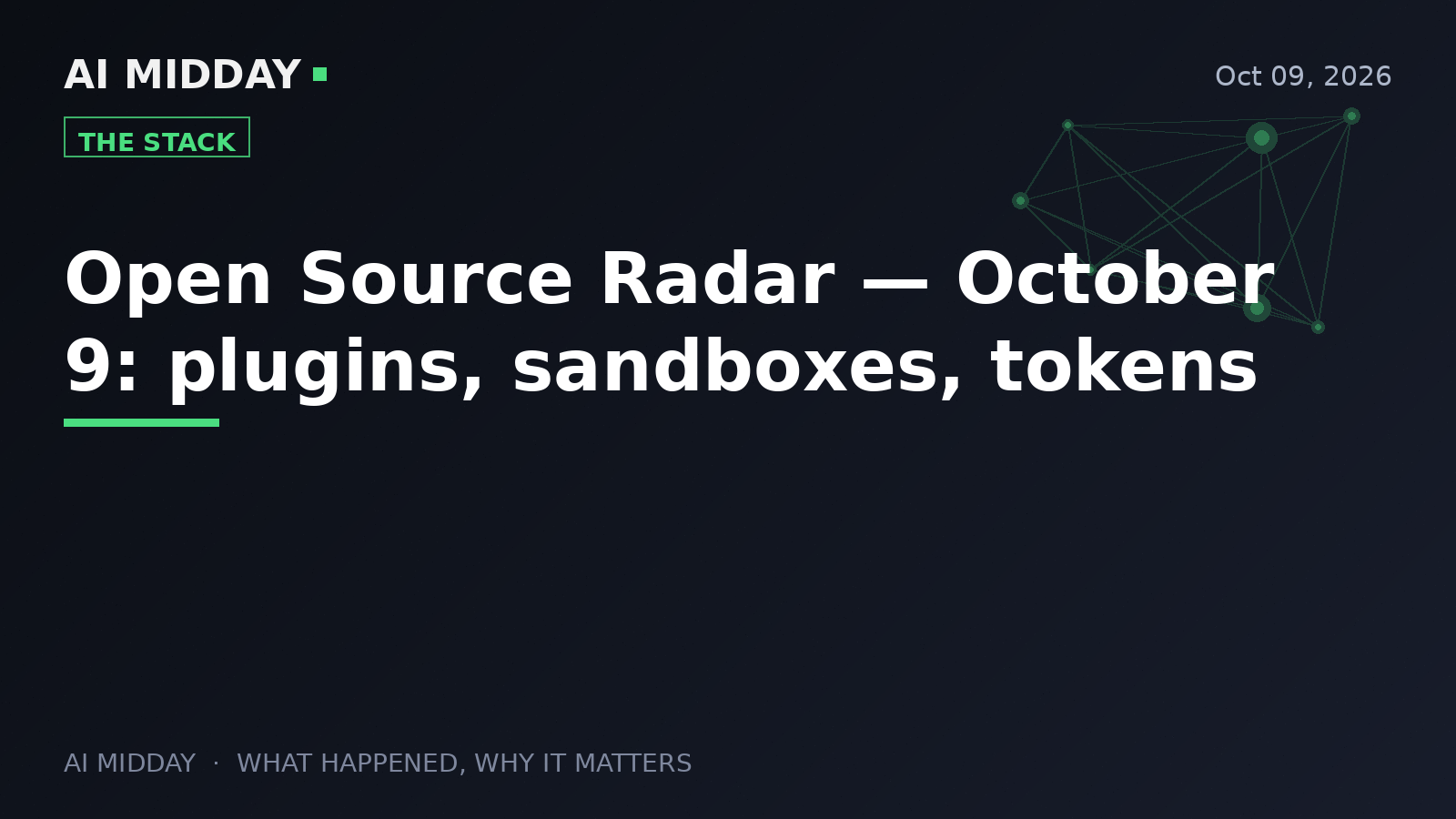 Open Source Radar — October 9: plugins, sandboxes, tokens